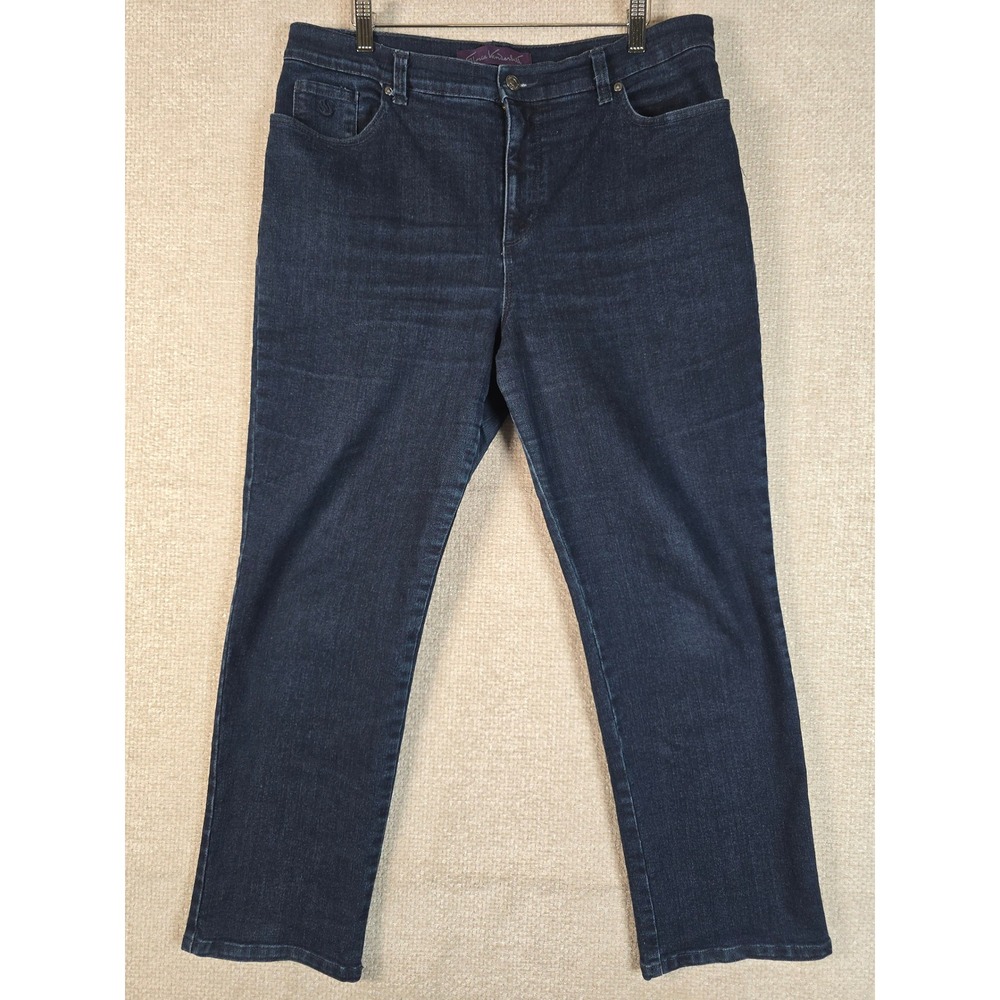 Gloria Vanderbilt Amanda Jeans Womens 14 Short Dark Wash Tapered High Rise Denim